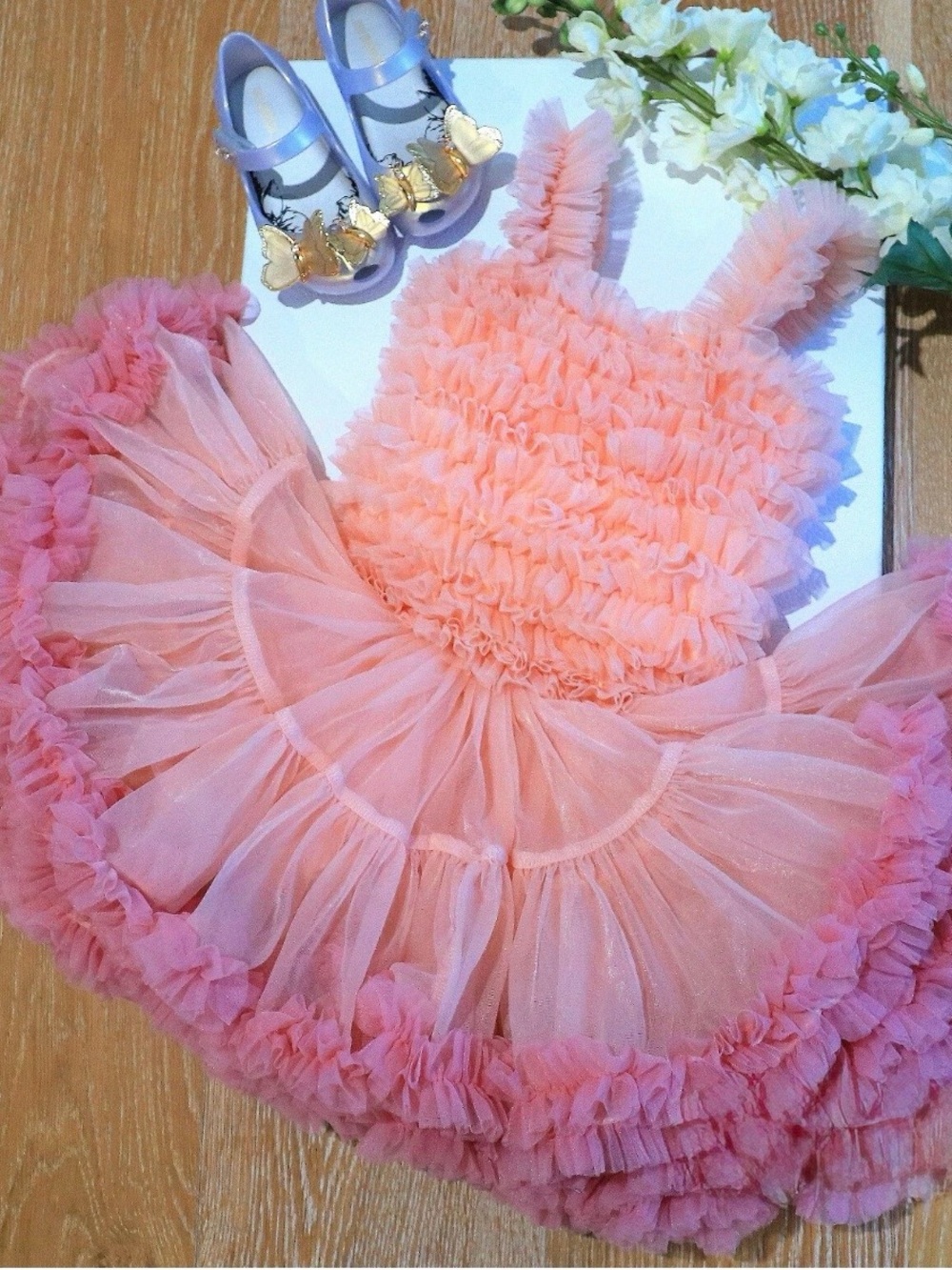 Ruffled Tulle Toddler Layered Dress